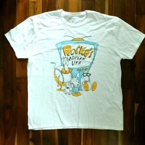 Rocko's Modern Life XXL Nickelodeon White Graphic Tee Short Sleeve Cotton EUC